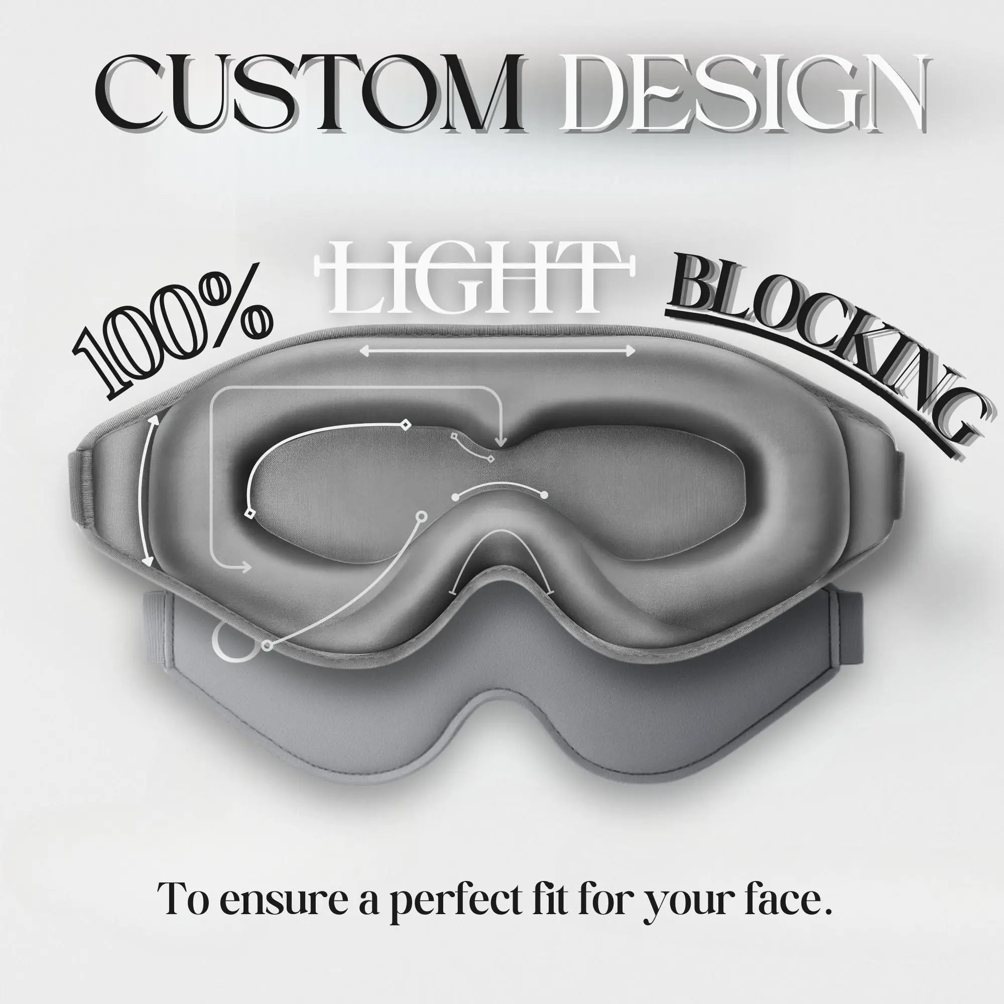 The 8th branded high quality sleeping mask with custom design for 100 percent light blocking and perfect face fit