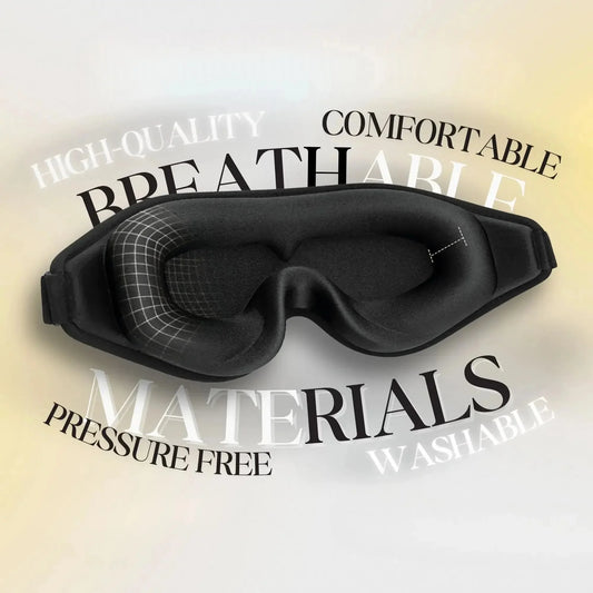 The 8th branded high quality sleeping mask in black with breathable and pressure free materials