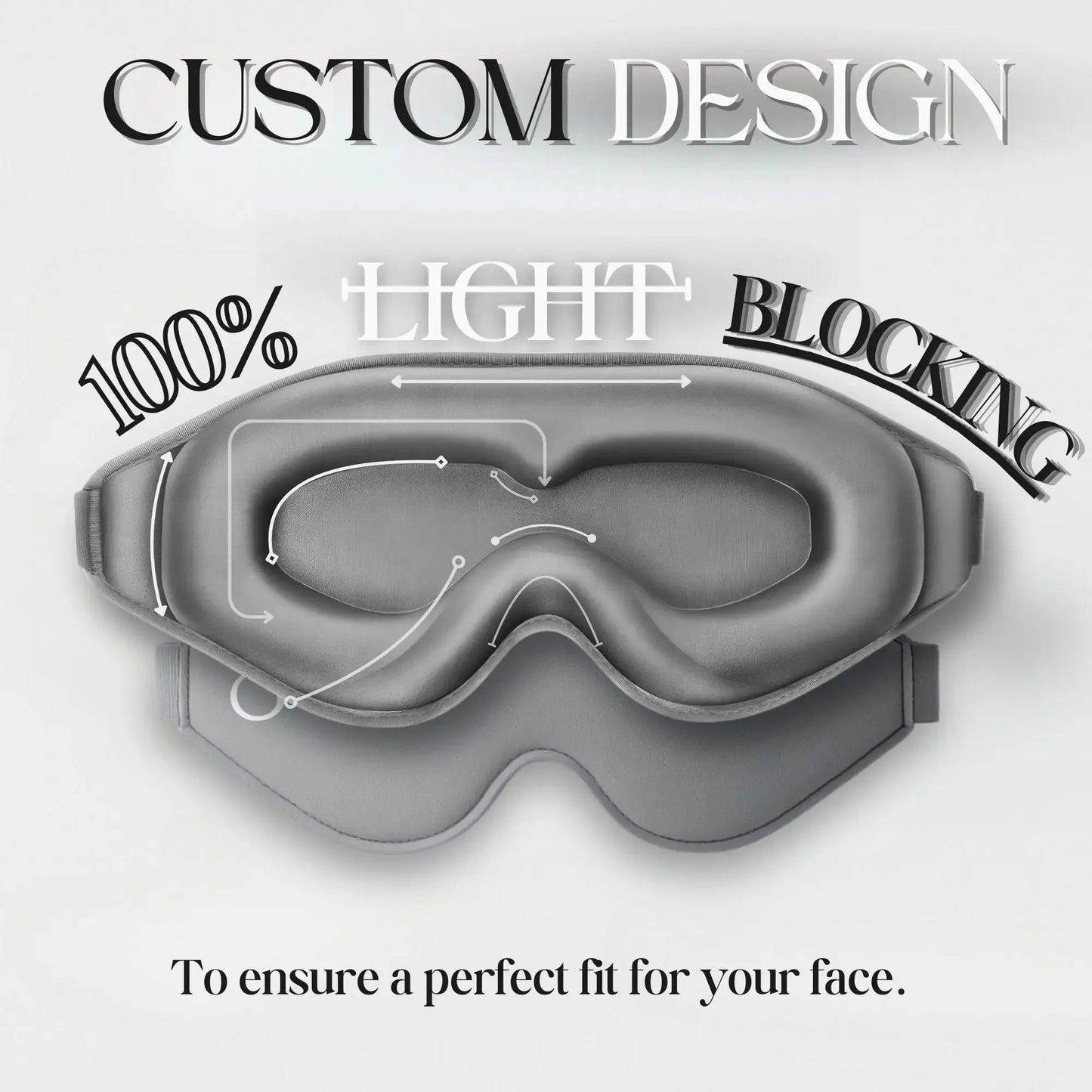 The 8th branded high quality sleeping mask with custom design for 100 percent light blocking and perfect face fit
