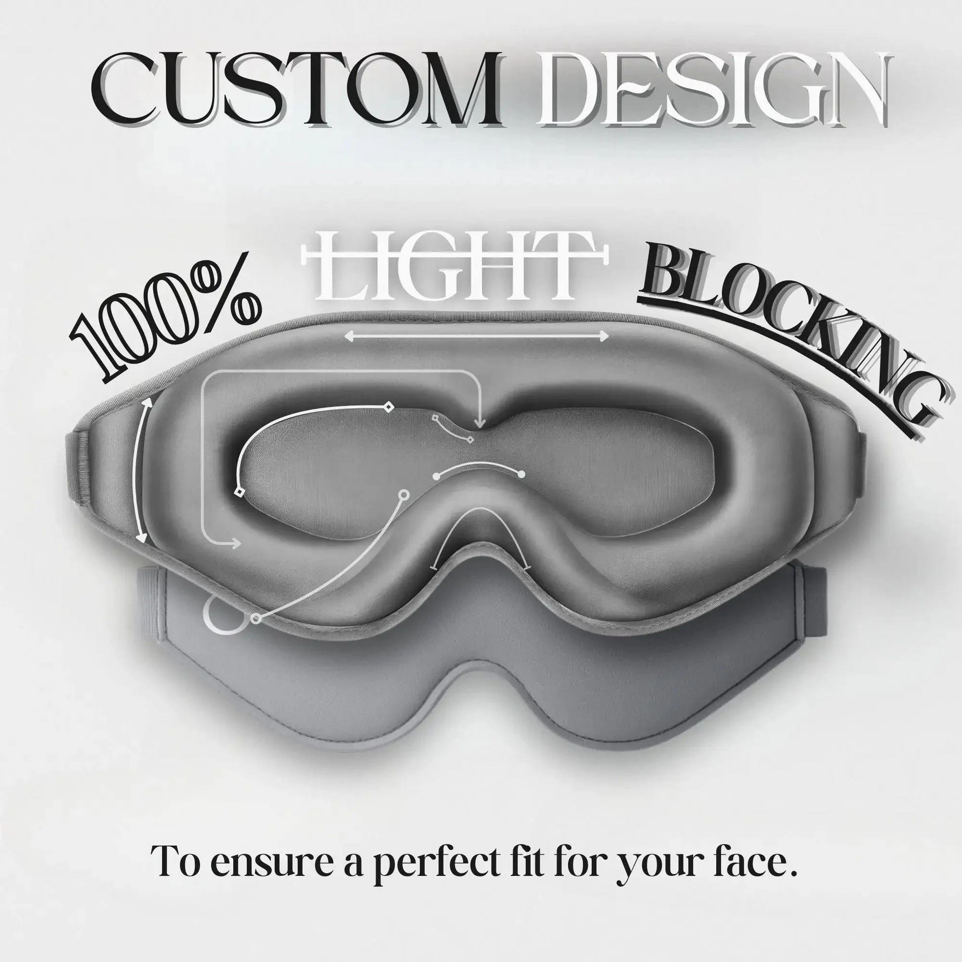 The 8th branded high quality sleeping mask with custom design for 100 percent light blocking and perfect face fit